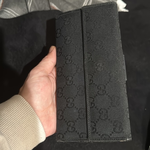 Women’s or Men's Black Monogram Canvas Gucci Vintage Long Wallet! Preloved 7/10 - Picture 15 of 17